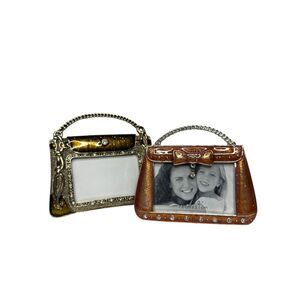 MYX 2006 Mini Purse Picture Frames Set of 2 Metal Enameled Rhinestones